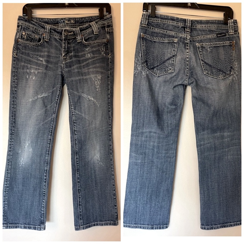 Miss Me Jeans Straight Leg Womens Size 27 Low-Rise Blue Denim Designer
